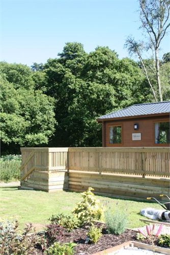 Bespoke decking around a luxury holiday lodge