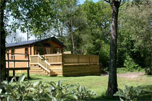 Luxury park lodges overlooking woodland